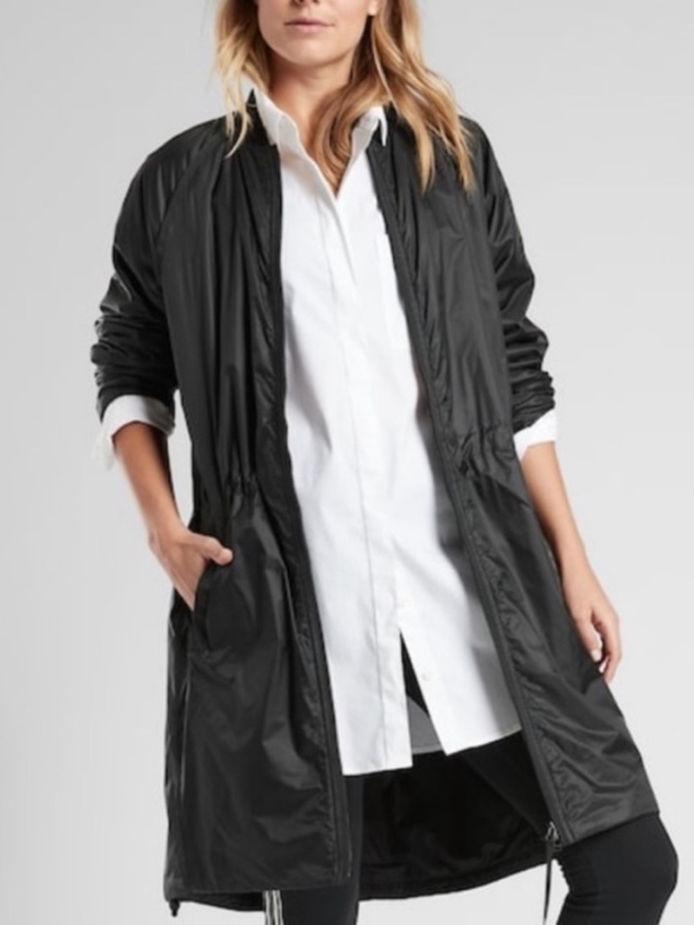 Athleta Summit Primaloft Shell Black Long Lightweight Puffer Jacket XXS